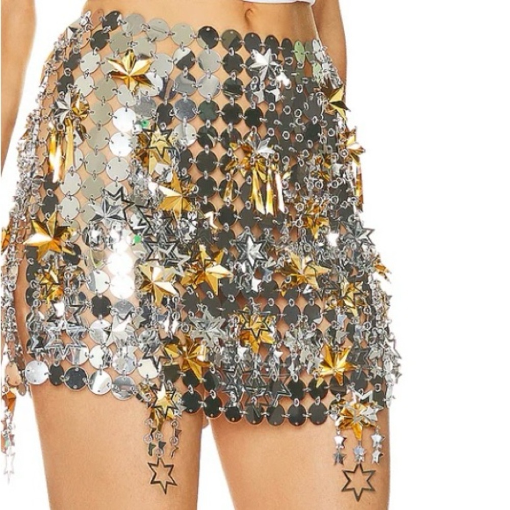 Silver and Gold Star Sequin skirt - Picture 5 of 7